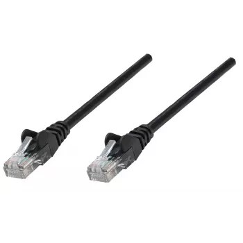Intellinet tinklo jungiamasis kabelis, Cat6, 10 m, juodas, varinis, U/UTP, PVC, RJ45, paauksuoti kontaktai, su apsauga nuo užkliuvimo, su gaubtuku, viso gyvenimo garantija