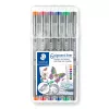 Finelinerių rinkinys Staedtler Pigment Liner 30803-SSB6 – mėlyna, ruda, žalia, oranžinė, raudona, violetinė