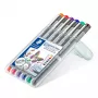 Finelinerių rinkinys Staedtler Pigment Liner 30803-SSB6 – mėlyna, ruda, žalia, oranžinė, raudona, violetinė