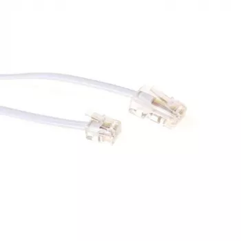 ACT White 5 metrų plokščias telefono laidas su RJ11 ir RJ45 jungtimis