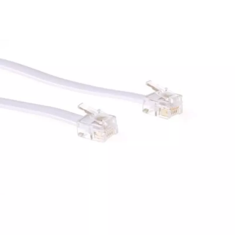 ACT baltas 2 metrų plokščias telefono kabelis su RJ12 jungtimis