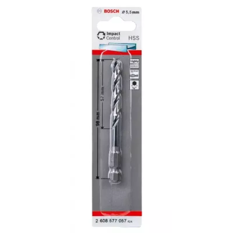 Gręžtuvas Bosch HSS šešiakampiu kotu 5,5 mm