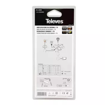 TV signalo stiprintuvas Televes 553504 88–1006 MHz F jungtis AC 220–230 V