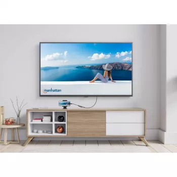 Manhattan USB-C 3-in-1 Dock/Hub, HDMI, USB-A, USB-C su Power Delivery 100W, 10 cm kabelis, juoda