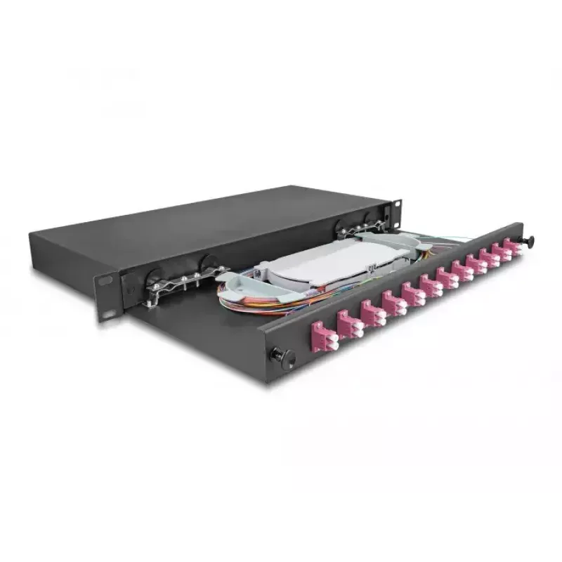 DeLOCK pluoštinė optinė sujungimo dėžė 67005 Juodas metalas 482x220x44mm