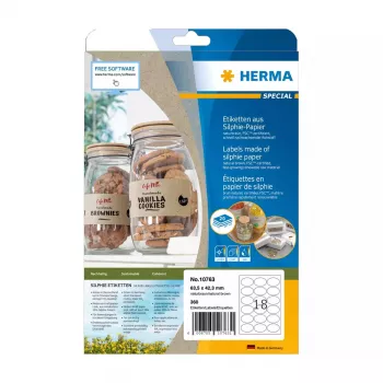 Lipni etiketė HERMA 10763 Permanent Brown 360 vnt. Elipsė 63,5x42,3 mm