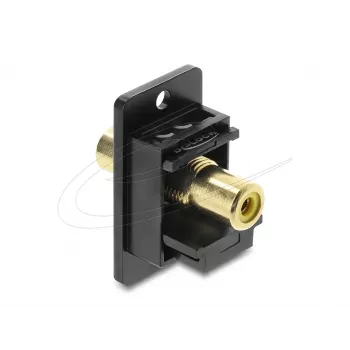 Keystone modulis DELOCK 91113 su RCA-RCA jungtimis, plokščios konstrukcijos, juodai geltonas