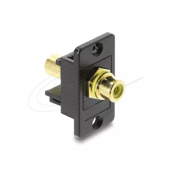 Keystone modulis DELOCK 91113 su RCA-RCA jungtimis, plokščios konstrukcijos, juodai geltonas