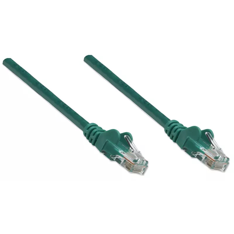 Intellinet tinklo jungiamasis laidas Cat5e, 20 m, žalias, CCA, U/UTP, PVC, RJ45, paauksuoti kontaktai, su apsauga nuo užkliuvimo, su gaubtuku, viso gyvenimo garantija