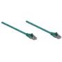 Intellinet tinklo kabelis, Cat6, 10 m, žalias, CCA, U/UTP, PVC, RJ45, auksuoti kontaktai, su apsauga nuo užkabinimo, su gaubtuku, garantija visam laikui