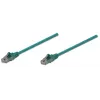Intellinet tinklo kabelis, Cat6, 10 m, žalias, CCA, U/UTP, PVC, RJ45, auksuoti kontaktai, su apsauga nuo užkabinimo, su gaubtuku, garantija visam laikui