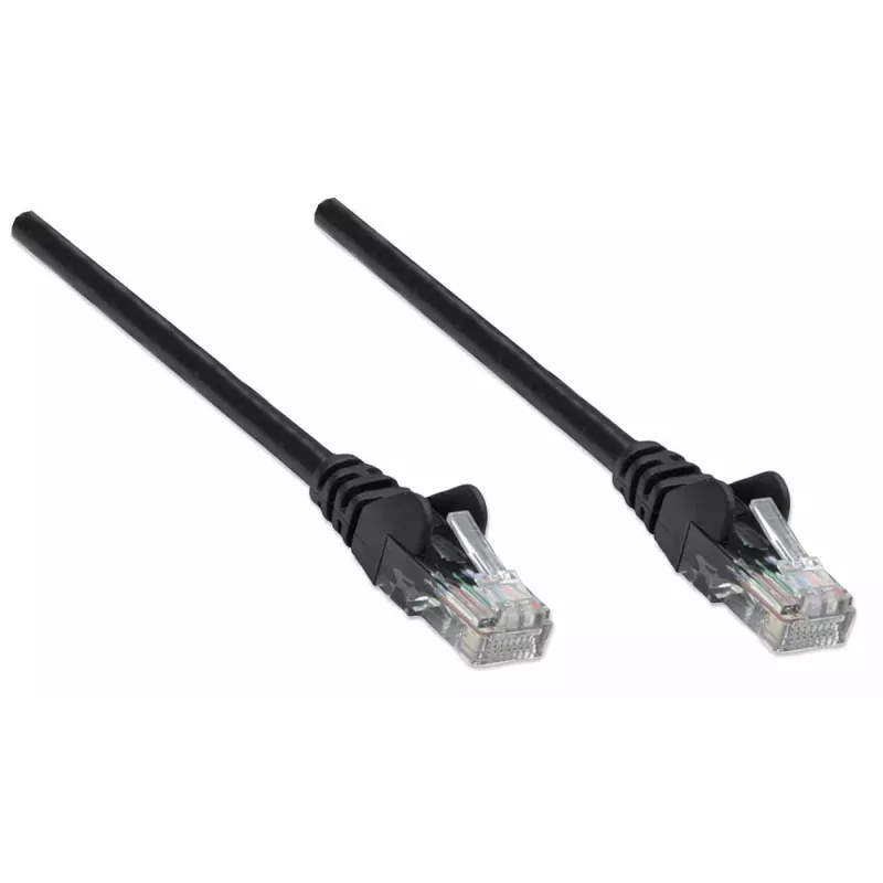 Intellinet tinklo jungiamasis kabelis Cat5e, 15 m, juodas, CCA, U/UTP, PVC, RJ45, paauksuoti kontaktai, be užkabinimo, su apsauginiu gaubtu, viso gyvenimo garantija