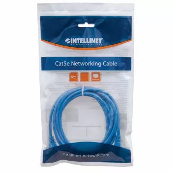Intellinet tinklo jungiamasis kabelis Cat6, 7,5 m, mėlynas, CCA, U/UTP, PVC, RJ45, auksuoti kontaktai, be užkablių, su apsauginiu gaubtu, viso gyvenimo garantija