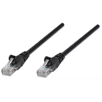 Intellinet tinklo jungiamasis kabelis, Cat6, 7,5 m, juodas, CCA, U/UTP, PVC, RJ45, paauksuoti kontaktai, su apsauga nuo užkliuvimo, su gaubtu, viso gyvenimo garantija