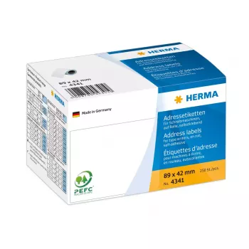 HERMA 4341 adresų etiketės 89x42 mm balto matinio popieriaus 250 vnt.