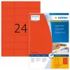Lipnios etiketės HERMA Spalvotos A4 70x37 mm raudonos matinio popieriaus 2400 vnt.