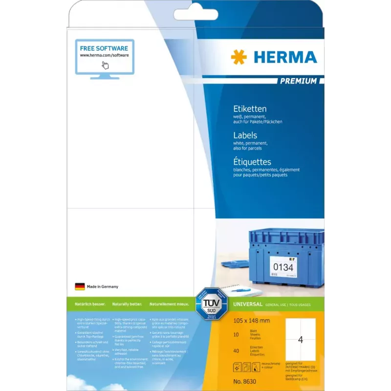 Lipnūs spausdintuvo lipdukai HERMA 8630 A4 105x148 mm