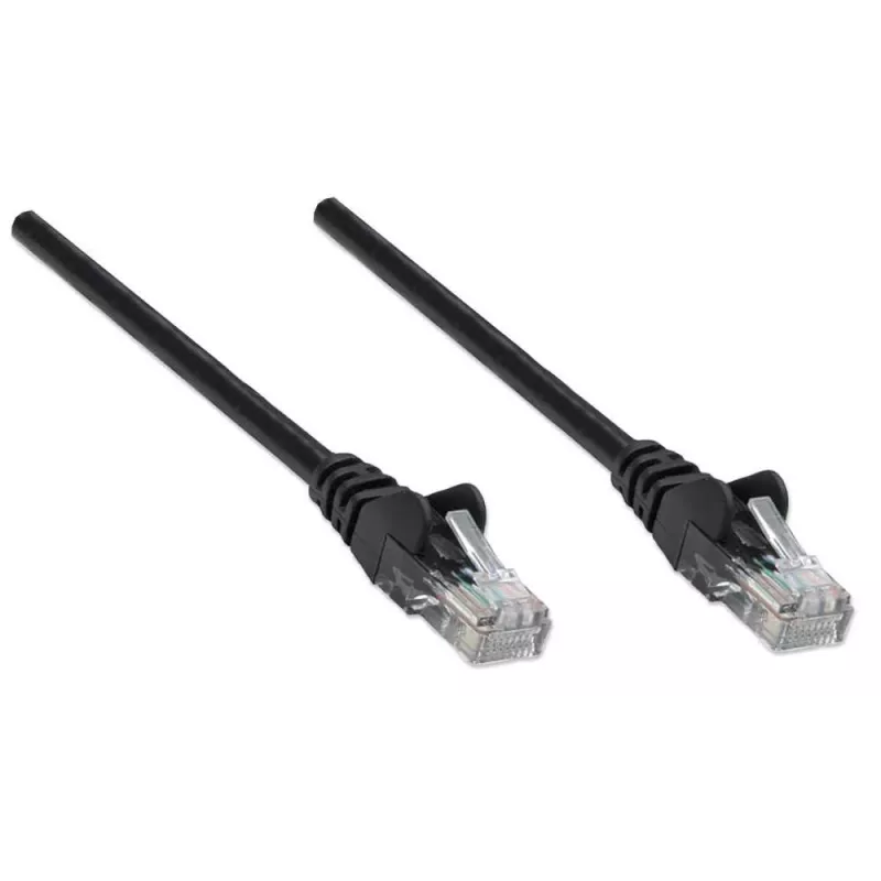 Intellinet tinklo jungiamasis kabelis Cat5e 0,5 m juodas CCA U/UTP PVC RJ45 auksuoti kontaktai be užkabinimo su gaubteliu visą gyvenimą garantija