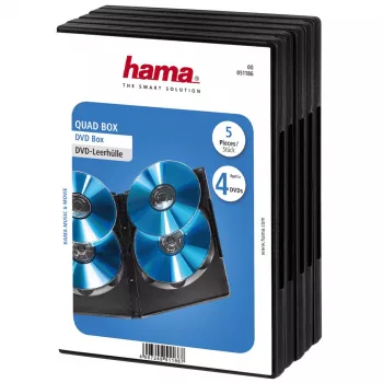 Hama DVD Quad Box, juoda, pakuotė po 5 vnt., 4 diskai