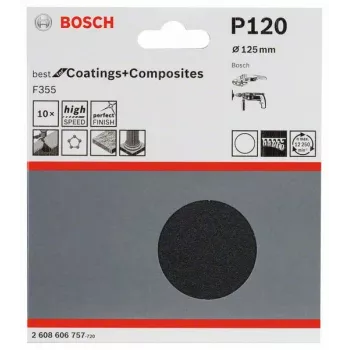 Bosch 2 608 606 757 šlifavimo lapelis rankiniam šlifavimui itin smulkus grūdėtumas P120 10 vnt