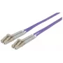 Intellinet šviesolaidinis jungiamasis kabelis, OM4, LC/LC, 5 m, violetinis, dupleksas, daugiamodis, 50/125 µm, LSZH, viso gyvenimo garantija