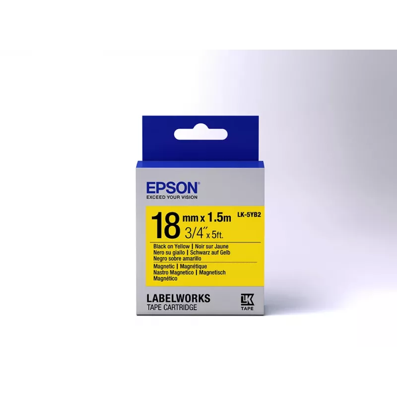 Epson LK-5YB2 magnetinė juosta etiketėms, juoda/ geltona, 18 mm (1,5 m)