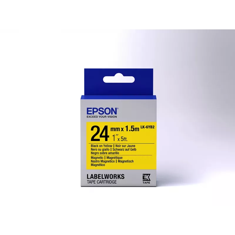 Epson LK-6YB2 magnetinė juosta etiketėms juoda/geltona 24 mm (1,5 m)