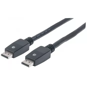 Manhattan DisplayPort 1.1 laidas, 4K@60Hz, 10 m, vyriškas į vyrišką, su užraktu, visiškai ekranuotas, juodas, garantija visam laikui