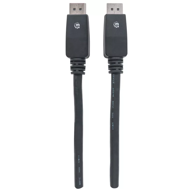 Manhattan DisplayPort 1.1 laidas, 4K@60Hz, 10 m, vyriškas į vyrišką, su užraktu, visiškai ekranuotas, juodas, garantija visam laikui