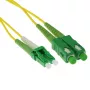 ACT 5 m LSZH vienmodis 9/125 OS2 šviesolaidinis jungiamasis kabelis, dvigubas, su LC/APC8 ir SC/APC8 jungtimis