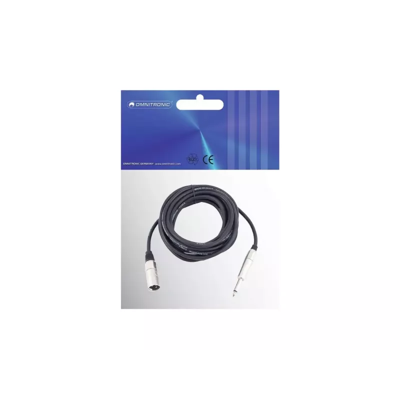 Audio kabelis Omnitronic 3022519D 10 m XLR 3 kontaktų 6,35 mm juodas