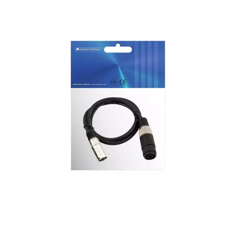 Audio kabelis Omnitronic 30225590 Speakon XLR 1 m juodas