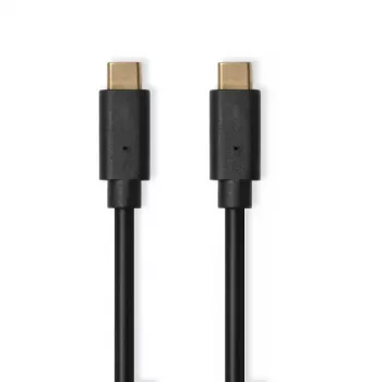 USB-C į USB-C laidas, 1 m, juodas, 10 Gbit/s, 60 W PD, 90° jungtis