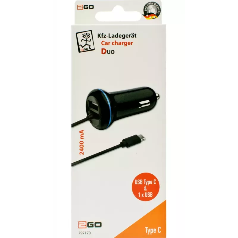 Automobilinis USB įkroviklis 2GO 797170 Universalus 12/24V, juodas, 1,4 m