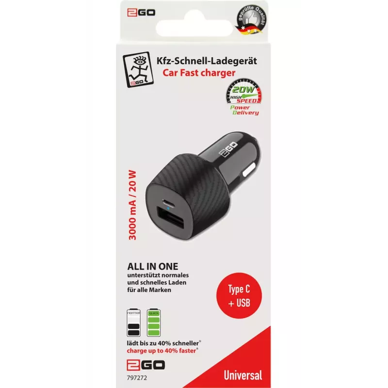 Automobilinis greitasis įkroviklis 2GO 797272 Universal Black