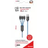 USB kabelis 2GO 797315 1,5 m USB B USB C/Micro-USB B/Lightning juodas mėlynas