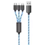 USB kabelis 2GO 797315 1,5 m USB B USB C/Micro-USB B/Lightning juodas mėlynas