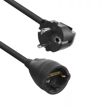 ACT Powercord ilginimo laidas CEE 7/7 kištukas (kampuotas) - CEE 7/7 lizdas juodas 10 m