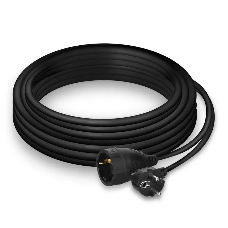 ACT Powercord ilginimo laidas CEE 7/7 kištukas (kampuotas) - CEE 7/7 lizdas juodas 10 m