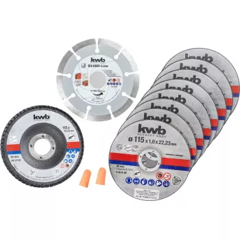 Pjovimo diskų rinkinys KWB 712041 Starter Set 10 vnt. plokščias centras plytoms, marmurui, plienui