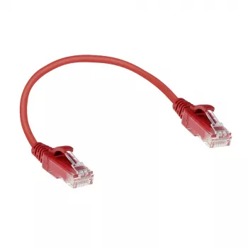 ACT Red 0,15 m LSZH U/UTP CAT6 plonas pataisos kabelis su apsaugotais RJ45 kištukais