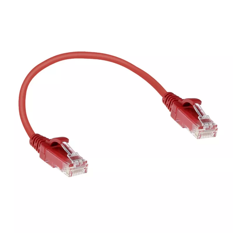 ACT Red 0,15 m LSZH U/UTP CAT6 plonas pataisos kabelis su apsaugotais RJ45 kištukais