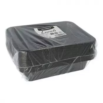 Vienkartinis maisto indas Papstar 96552 Polipropilenas Juodas 227x178x45mm