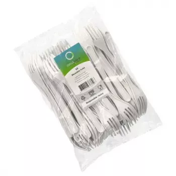 Vienkartinė šakutė Papstar 96427, polipropilenas, 50 vnt., balta, 185 mm