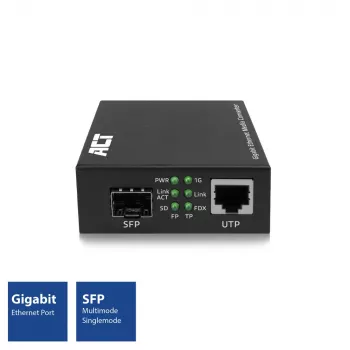 Tinklo medijos keitiklis ACT AC4451 1000 Mbit/s kelių režimų vieno režimo juodas