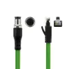 ACT Industrial 5.00 m sensorinis kabelis M12D 4 kontaktų vyriškas stačiu kampu į RJ45 vyrį, Superflex Xtreme TPE, ekranuotas