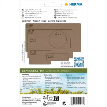 HERMA 2074 lipnūs etikečių lapai Rounded rectangle Nuolatinis Rudas 52x82 mm 96 vnt.