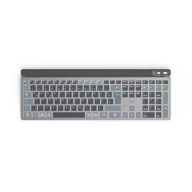 Hama WK-750 belaidė klaviatūra Home/Office Bluetooth QWERTZ vokiška antracito, juodos, mėlynos spalvos