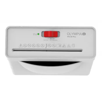 Popieriaus smulkintuvas Olympia PS 36 Pro – juostinis smulkinimas, 8 L krepšelis, 72 dB, baltas