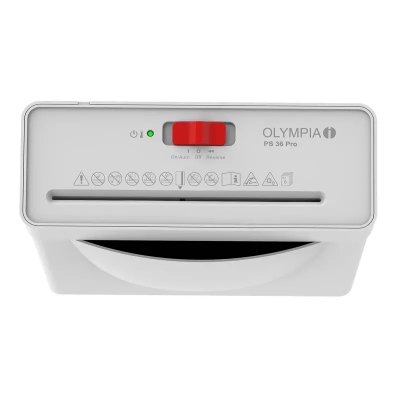 Popieriaus smulkintuvas Olympia PS 36 Pro – juostinis smulkinimas, 8 L krepšelis, 72 dB, baltas